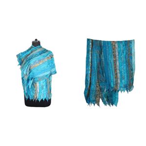 ผ้าฮิญาบอินเดียผ้าส่าหรีหลากสีของขโมยมีหลายสีผ้าโพกหัวแบบอินเดียกลับด้านได้ผ้าพันคอลายทางสีสันสดใสแผงผ้าไหมสไตล์วินเทจส่าหรี - Product Image 1