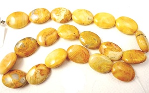 Collar de piedra de cuentas ovaladas de jaspe amarillo, cuentas ovaladas de piedras, dijes de cristal para hacer joyas, collar de mujer de cristal, mayorista - Product Image 3