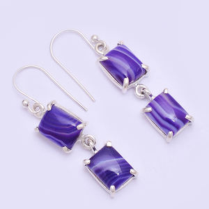 925 Sterling Silver Earring with Silver Plated Banded Agate Gemstone Earring Jewelry Romantic Fashionable Earring For Women - Product Image 3