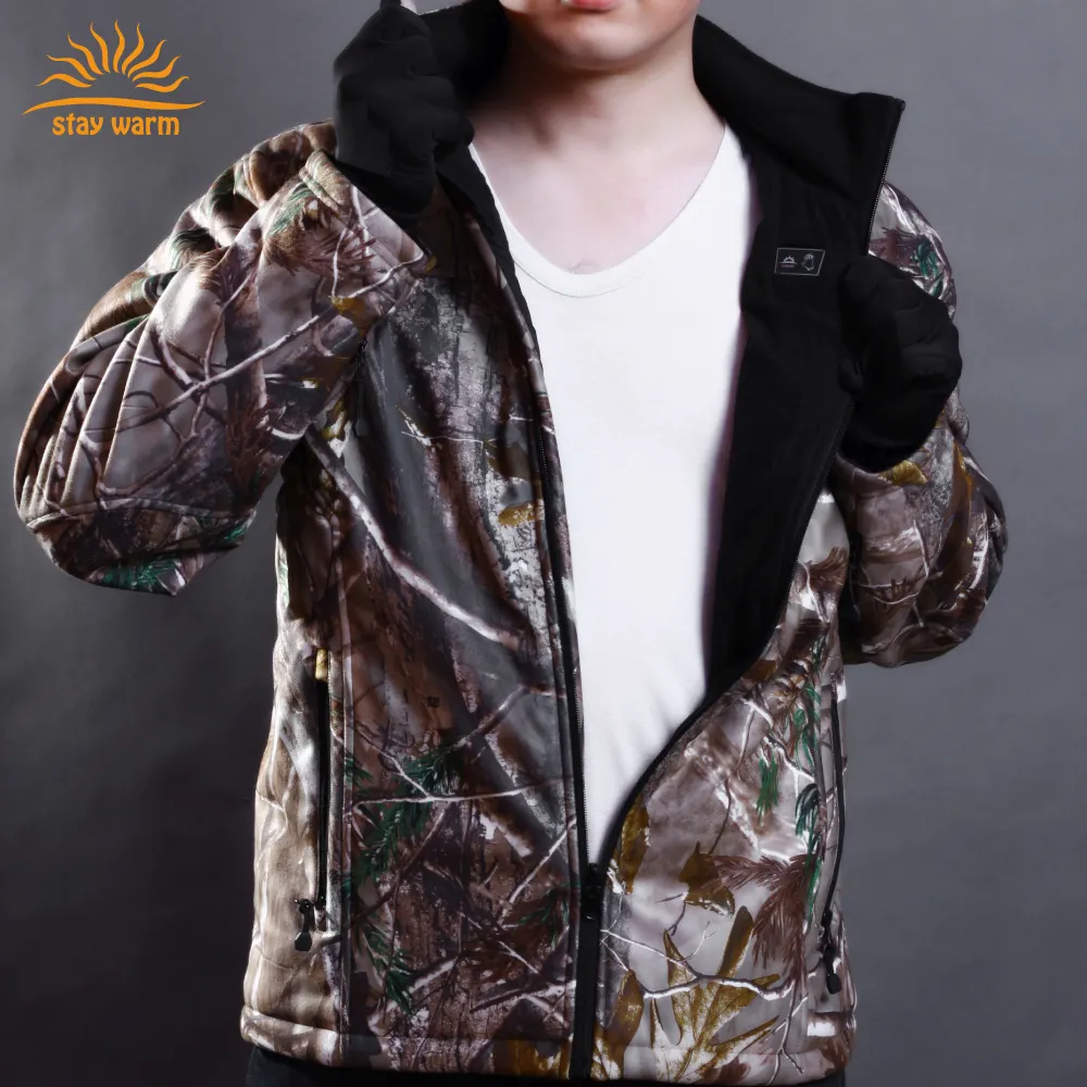 Camo शिकार यूएसबी गरम जैकेट छलावरण निविड़ अंधकार सर्दियों शिकार कोट