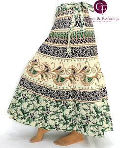 สุภาพสตรียาวผ้าฝ้ายผ้าห่อกระโปรงผ้าฝ้ายห่อรอบกระโปรง-Hippie Bohemian เทศกาลอินเดียชาติพันธุ์กระโปรง
