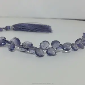 5mm 6mm doğal mavi Iolite Faceted kalp Briolette taş toptan boncuk Strand Online şimdi satın toptan bayi fiyat dükkanı