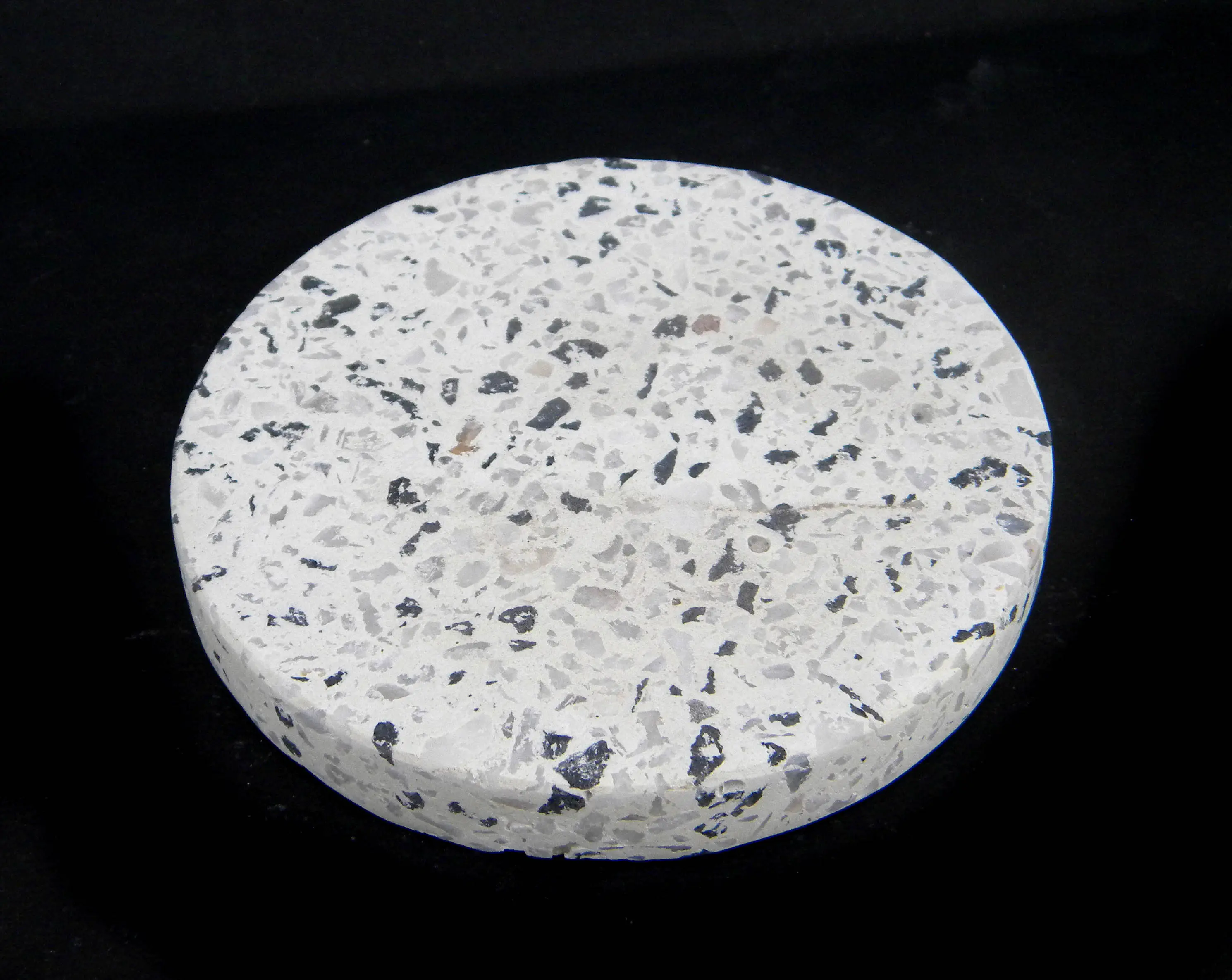 Terrazzo Chip Marble Coaster blend of chips of marble, quartz, granite, glass Mix of White base with reds, blues, pinks, oranges