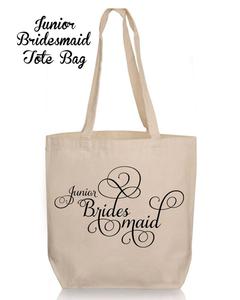 Beautifully Handmade Junior Bridesmaid Wedding Bridesmaid <b>Canvas</b> <b>Tote</b> Bag - Product Image 1