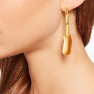 Designer Minimalist Handmade Brass <b>Earrings</b> Gold Finish Unique Number Shape for Weddings Parties Engagement Fashion Jewelry <b>Long</b> - Product Image 1