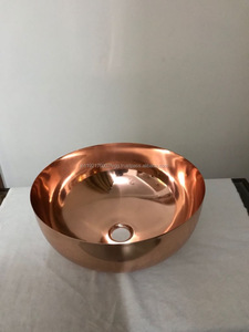 อ่างล้างหน้าทรงกลมทำจากสเตนเลสชุบทองแดงสำหรับใช้ในห้องน้ำ - Product Image 2