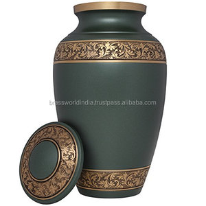 Urne de crémation adulte de style américain bleu par Brassworld Inde laiton en métal avec fournitures funéraires de gravure - Product Image 5