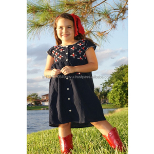 Robe à dentelle pour enfants, tenue de petite fille, Look Boho, tendance, pochette ouverte sur le devant et manches, vent d'été, tunique brodée, Aari, nouvelle collection 2020 - Product Image 1
