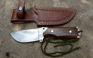 Cuchillo de caza de acero D2 hecho a mano con mango de madera, cuchillo para acampar al aire libre con Funda de cuero ZR13 - Product Image 2