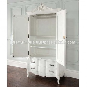 Muebles de dormitorio antiguos tallados sólidos, armarios de madera, armario con puerta de vidrio, MDF, característica plegable de madera maciza para uso doméstico - Product Image 3