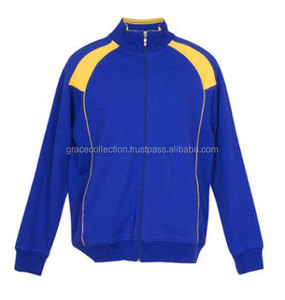 Veste d'échauffement en polyester anti-rétrécissement de haute qualité à double tricot avec design uni à rayures personnalisées - Product Image 3