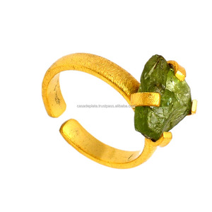 Bijoux élégants en argent sterling 925 Bague d'apatite brute Bagues en pierres précieuses plaquées or Grossiste Fabrication Casa De Plata - Product Image 2