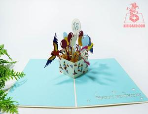 Sorprendido Feliz cumpleaños 3D caja pop up tarjeta vietnamita hecho a mano al por mayor kirigami tarjeta artesanía - Product Image 6