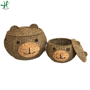 Top Selling Seagrass Laundry Hamper <b>Basket</b> with Lid, White Washed Color <b>for</b> Home Decor, Weaving Water Hyacinth Storage <b>Basket</b> - Product Image 3