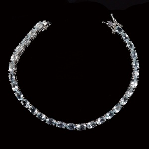 Fantástica pulsera de piedras preciosas aguamarina joyería hecha a mano pulsera de tenis de Plata de Ley 925 para mujer - Product Image 1