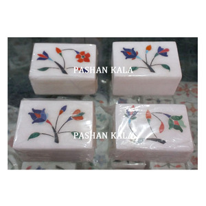 Indian Supplier White Marble Inlaid <b>Box</b> Marble Jewellery <b>Box</b> - Product Image 1