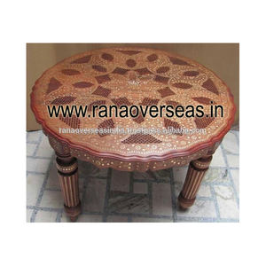 Vente en gros d'une table à manger ronde moderne en bois fabriqué à la main avec un beau design incrusté de laiton pour les meubles de salon - Product Image 6