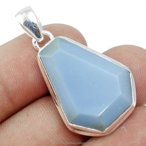 Pendentif en forme de cercueil en véritable chalcédoine aqua, serti en bélière, vente en gros directe d'usine, bijoux en argent sterling 925 - Product Image 5