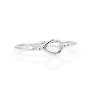 Bague de fiançailles en or jaune massif de 14 carats, pierre de lune taille poire véritable, fournisseur de bijoux en or massif - Product Image 3