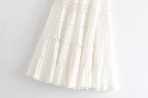 กระโปรงยาวผ้าเรยอนสีขาวลูกไม้ประดับพู่ รุ่นใหม่ล่าสุดสำหรับฤดูใบไม้ผลิและฤดูร้อน - Product Image 6