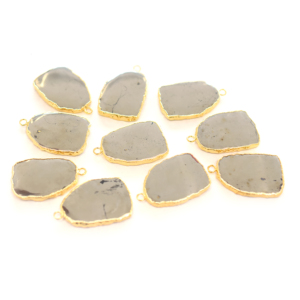 Pyrite 32 à 34 MM avec caution forme inégale plaqué or pendentif pierre naturelle pierres précieuses résultats de bijoux signe du zodiaque Leo - Product Image 4