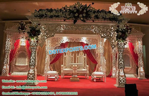 Gujarati boda aspecto de madera fibra Mandap boda fibra Pilar Mandap decoración nuevo estilo boda Mandap exterior/interior escenario - Product Image 5