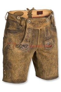 Pantalones cortos tradicionales de cuero auténtico Lederhosen Oktoberfest bávaro personalizados con tirantes a juego Unisex de talla grande nuevo diseño - Product Image 3