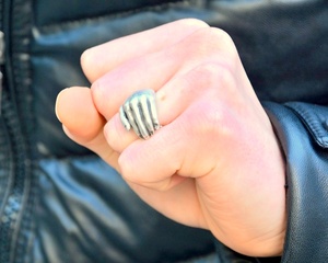 Bague d'éternité de Bohème en argent plaqué or rose Tai Main de Fatima Hamsa - Product Image 3