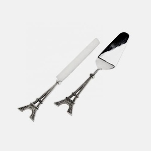 Rebanadora decorativa de queso, hoja plateada, juego de queso de acero inoxidable con hojas de oro rosa y mango de tallo - Product Image 3