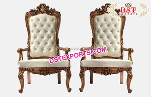 Designer White Golden Wedding Throne <b>Chair</b> Latest Designed Luxury Event <b>Chair</b> Set Traditional Indian Ceremony Bride Groom <b>Chairs</b> - Product Image 5