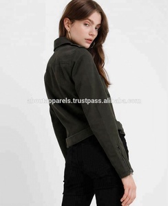 Service OEM, vente en gros, personnalisé, pour femmes, délavées, déchirées, à propos des vêtements pour femmes, Biker, veste en jean haute - Product Image 2