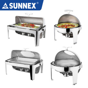SUNNEX คลาสสิกรูปไข่9LTR สแตนเลสม้วนด้านบนจาน Chafing - Product Image 1