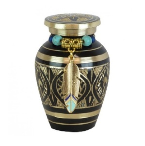 Belles urnes commémoratives pour les animaux de compagnie noirs et dorés, pour les chats/chiens, les cendres commémoratives, métal, laiton/aluminium - Product Image 5