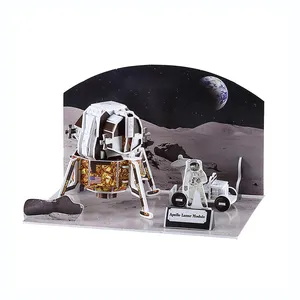 Rompecabezas de papel DIY rompecabezas 3D Apollo módulo Lunar Kit de modelo 3D juego de juguetes espaciales, modelo de construcción con Lunar Rover, plan de aterrizaje de la luna