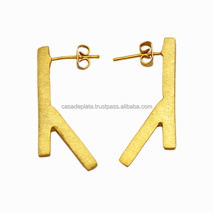 Boucles d'oreilles ethniques à la mode en argent sterling 925 plaqué or pour mariage anniversaire fiançailles cadeau artisanal - Product Image 1