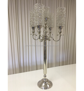 Candelabro de Metal de estilo Vintage con copa de cristal, decoración plateada para el hogar y la boda, candelabro de suelo hecho a mano - Product Image 1