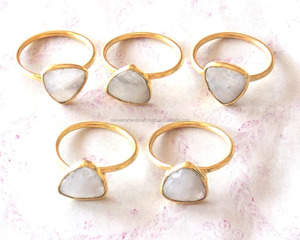 แหวนแบบปรับได้สีรุ้งมูนสโตนสีขาวธรรมชาติเครื่องประดับอัญมณีสไตล์คลาสสิกเครื่องประดับงานแต่งงานงานเลี้ยงครบรอบการตั้งค่าศาสนาของศาสนาอิสลาม - Product Image 2