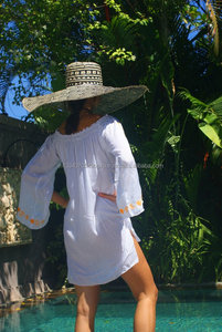 Meilleure vente été décontracté Mini dames brodé Boho robe de plage dame printemps automne femme décontracté Sexy mignon Slash cou tunique - Product Image 5