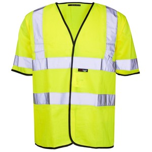 Hecho en fábrica poliéster verano transpirable impermeable antiestático ANSI/ISEA 107-2010 bolsillos malla reflectante fluorescente ropa de trabajo - Product Image 1