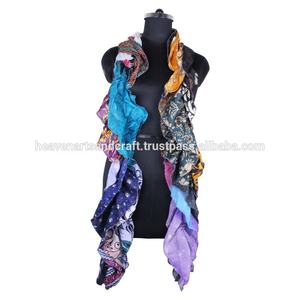 Vintage Style <b>Silk</b> Stole Frill <b>Scarves</b> Stole Trendy Design Stole for Girls SC0410 <b>Silk</b> Stole Frill <b>Scarves</b> Sari Patches <b>Scarf</b> - Product Image 2