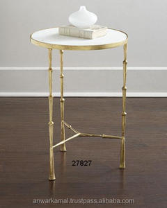 ทองเหล็กยืนโต๊ะกาแฟด้านข้างที่มีหินอ่อนด้านบน - Product Image 1