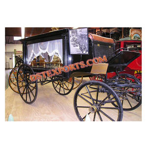 Artsu — charrette de funérailles couverts en verre noir, véhicule élégant fait main à décoration de cheval - Product Image 1