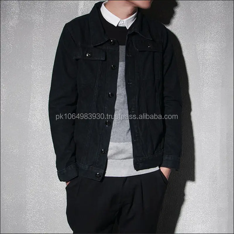 New Fashion Light Wash Denim Jacket Mens Cotton Denim Coat Vintage Stretchable Black Jeans Jacket Denim For Men