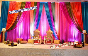 Pipe and Drapes for Wedding <b>Glittering</b> Wedding Beautiful Mandap Backdrop Wedding Stage Embroidered Backdrop - Product Image 2