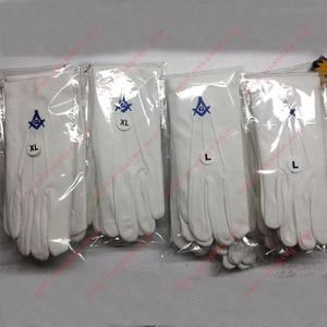 ถุงมือผ้าฝ้ายสีขาว100% สำหรับอิฐก่อด้วยสีน้ำเงินและเข็มทิศโลโก้ - Product Image 2