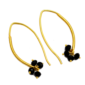 Solid .925 Sterling Silver Fine Hoop <b>Earrings</b> <b>Black</b> <b>Onyx</b> Gemstone Trendy Gold Wedding Suitable Wholesale Jewelry Manufacturer - Product Image 2