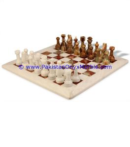 Juego de ajedrez de mármol blanco de ónix rojo con figuras - Product Image 2