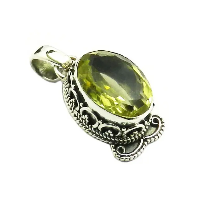 Fatto a mano 925 argento Sterling Peridot gemma ciondoli in argento gioielli grossista e produttore