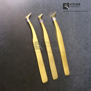 Meilleure vente pince à cils Volume russe pince à épiler haute qualité plaqué or japonais en acier inoxydable en gros pince à cils pointus - Product Image 2