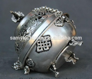 เงินธูป Burner Censer ทิเบตพุทธศาสนาสำหรับแขวนและยืนทำด้วยมือเนปาล - Product Image 2